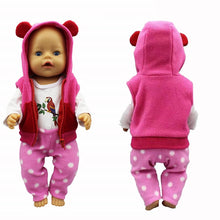 Load image into Gallery viewer, doll clothes for 18 inch doll vest jacket shirt and pants for 18" 43cm baby new born doll toys accessory baby girl gifts